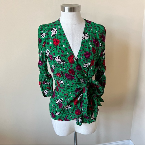 BA&SH Paco Long-Sleeved Floral wrap blouse with V-Neck 17737 - Picture 3 of 10